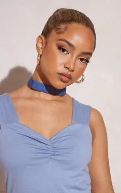 Petite Dusty Blue Strappy Bodycon Mini Dress -Goremje Style eabd28d78e52de1f2bb36135e3ee144ca622816b cne2306 4