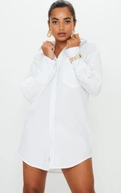 Petite White Oversized Cuff Shirt Dress -Goremje Style ead02044db304a7550f10f629cf6a2ac1f27479f cmm2394 6