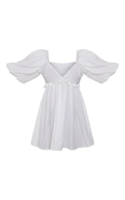 Petite White Frilled Shoulder Puff Dress -Goremje Style eb3ca363579377ae72210b60f3fb2f0a97c68040 cnd0218 5