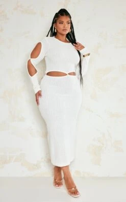 Plus Cream Textured Laddered Cut Out Sleeve Midaxi Dress -Goremje Style eb5c52c8de13df5ef711b0217371c6bc6d388cb5 cnd4418 3