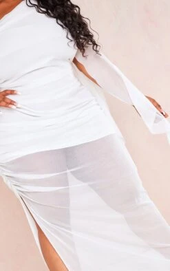 Plus White Mesh One Shoulder Ruffle Dress -Goremje Style ec00dcd410a14d3328db3b4957669d1fd29f2edd cnd7332 4