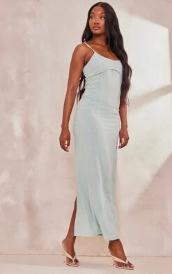 Tall Sage Linen Look Underbust Midaxi Dress
