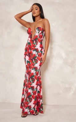 Tall Pink Floral Print Plunge Maxi Dress -Goremje Style ed8edfb9e25c37ff969322ed29dc7cd94d3f3a5c cnd3421 3