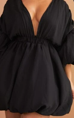 Plus Black Puff Sleeve Puffball Hem Dress -Goremje Style f0866a719216e19e1ea62ff414090f4213e2920e CMY9439 5