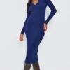 Tall Ink Blue Plunge Polo Neck Midi Dress -Goremje Style f17503354401c98451155e7b6d873ab2e235de96 cnd0590 1