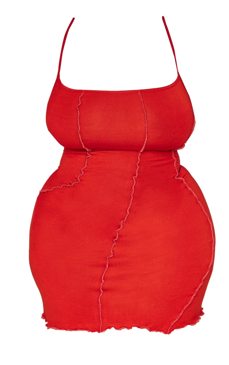 Plus Red Seam Detail Bodycon Dress 7 Plus Red Seam Detail Bodycon Dress - Image 5