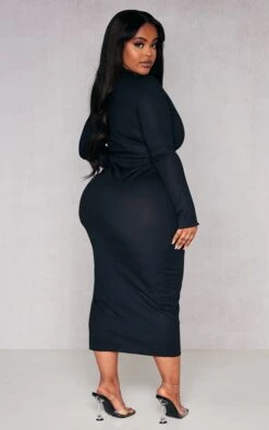 Plus Black Rib Lettuce Hem Long Sleeve Midaxi Dress 8 Plus Black Rib Lettuce Hem Long Sleeve Midaxi Dress -Goremje Style f194a1c0ce38b3ce75adc204b9fae7e8909bf220 cnd3032 2