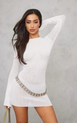 Petite Cream Sheer Knitted High Neck Dress -Goremje Style f2c4d4e6b371ffffa59b926a3b535088d6a65ef2 cnb9888 3