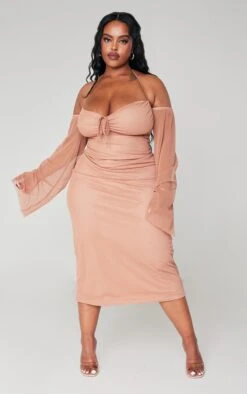 Plus Mauve Mesh Ruched Bust Sleeve Detail Midi Dress -Goremje Style f35d9fa3d5cac3e2be87d6577de27fa905510225 cna9992 3