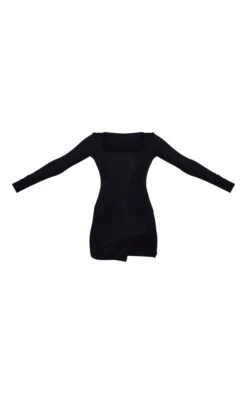 Petite Black Rib Split Hem Square Neck Long Sleeve Bodycon Dress 11 Petite Black Rib Split Hem Square Neck Long Sleeve Bodycon Dress -Goremje Style f39f5e75efdfef8d849d3b79c25ae575781a089c cnd4192 5