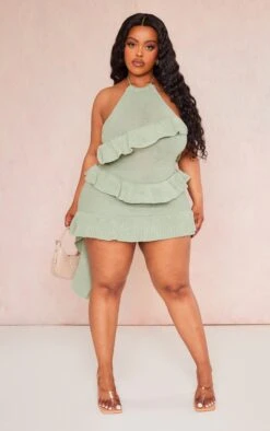 Plus Sage Green Knitted Ruffle Halterneck Bodycon Dress -Goremje Style f3ee12e28134ead346aa078c76a79277511ee247 cnd4945 3