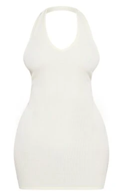Shape Cream Contrast Rib Halterneck Bodycon Dress -Goremje Style f413b446b047a5a06909320106eee843175c18f5 cne0555 5