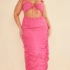 Plus Hot Pink Ruched Cut Out Midi Dress -Goremje Style f578955dfecf2f6705ba4ffdd5a3d0806565eb4e cnc9699 1