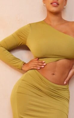 Shape Olive Slinky One Shoulder Cut Out Side Maxi Dress -Goremje Style f59ec040e14c109dfd7dc60e95f95e1fc5e721aa cna6052 4