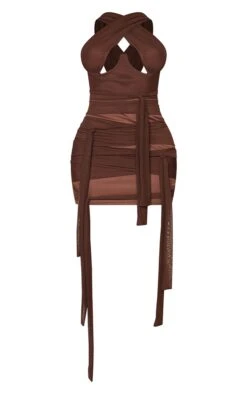 Shape Chocolate Brown Mesh Wrap Neck Tie Detail Bodycon Dress 11 Shape Chocolate Brown Mesh Wrap Neck Tie Detail Bodycon Dress -Goremje Style f5c3f7b1c30e787d0a74447ac5b11a48745ec8ab cmt7559 6