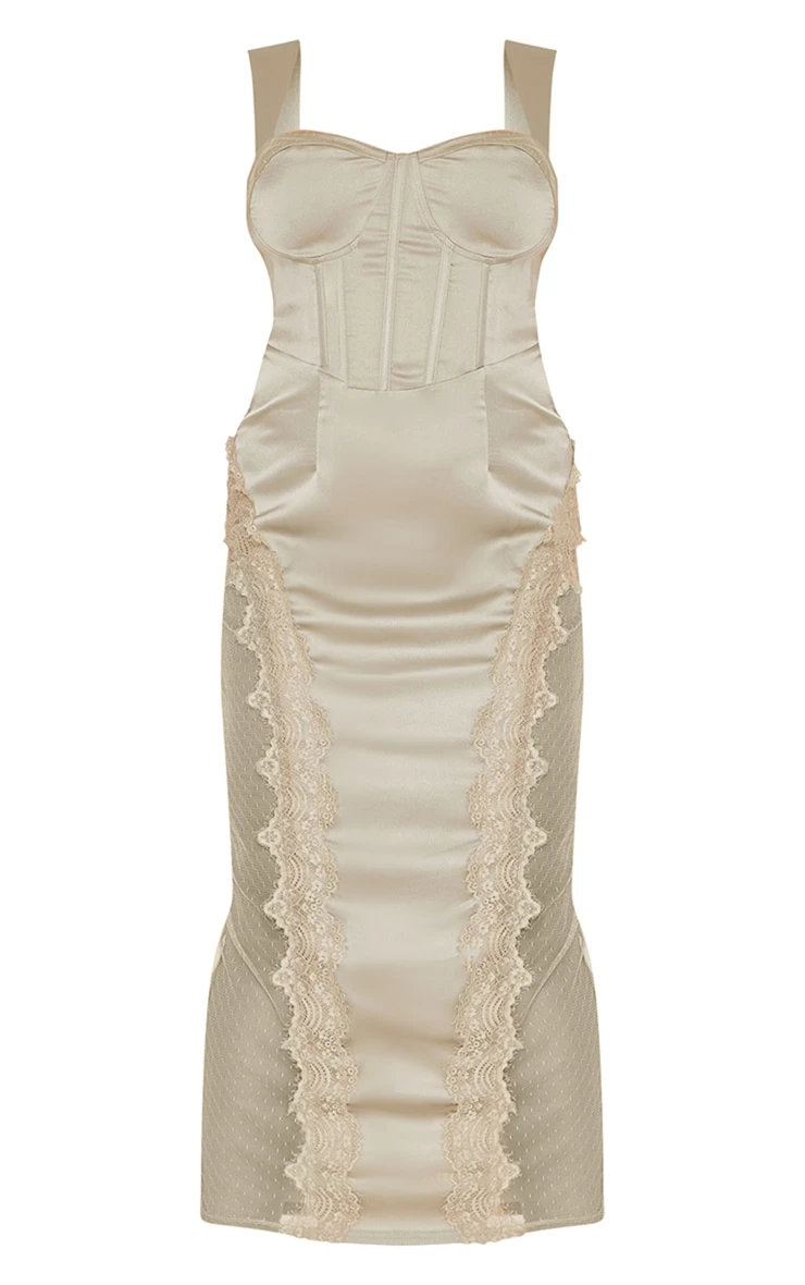 Plus Sage Green Lace Trim Corset Midi Dress 7 Plus Sage Green Lace Trim Corset Midi Dress - Image 5