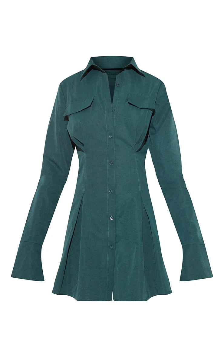 Tall Green Pocket Detail Cargo Cinched Waist Shirt Dress 7 Tall Green Pocket Detail Cargo Cinched Waist Shirt Dress - Image 5