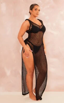Shape Black Crochet Knit Split Side Maxi Dress 9 Shape Black Crochet Knit Split Side Maxi Dress -Goremje Style f6d0ad497a8dfc92a620f81e30de56786190cf76 cne3647 3