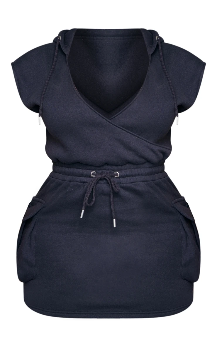 Shape Black Plunge Wrap Utility Pocket Sleeveless Sweater Dress 7 Shape Black Plunge Wrap Utility Pocket Sleeveless Sweater Dress - Image 5