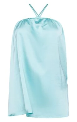 Petite Aqua Blue Satin Stappy Halterneck Swing Dress -Goremje Style f88ee6f195ecf1d092e8c9b3a15236aaa6a413f1 cne2300 5