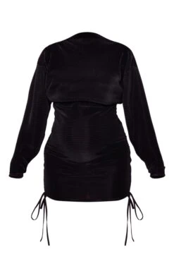 Maternity Black Plisse Bodycon Mini Dress -Goremje Style f8ee6066113b0dc1bb881cc6a09fb54012e0c060 cne2142 5