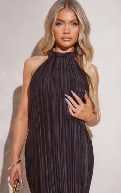 Petite Black Plisse High Neck Low Back Maxi Dress -Goremje Style f8fad7ba0274933b415a54afef91d2079af2e047 cne4969 4