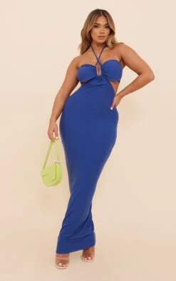 Shape Navy Ring Detail Cut Out Maxi Dress