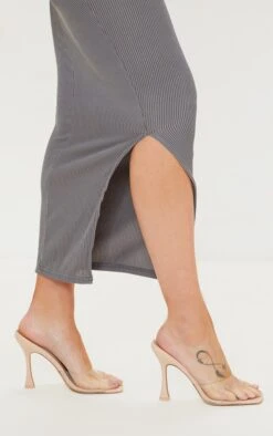 Maternity Slate Ribbed Long Sleeve Side Split Maxi Dress -Goremje Style fa2f352262421a96d096901799a04e28bf3a40c0 cmp4022 5