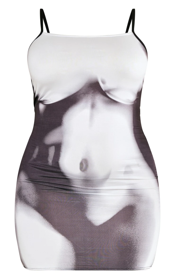Plus Black Body Print Strappy Bodycon Dress 7 Plus Black Body Print Strappy Bodycon Dress - Image 5