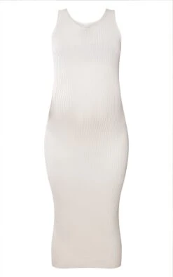 Maternity Cream Knitted V Neck Midi Dress -Goremje Style fc4f5d652501d17acad127c708b19df5f67931f3 cnd3109 5