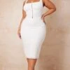 Plus White Broderie Anglaise Corset Midi Dress