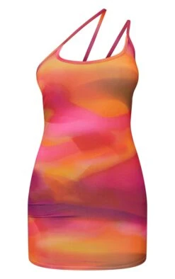 Petite Pink Abstract Print Slinky Asymmetric Strap Detail Bodycon Dress -Goremje Style fcc701a52a476366ecd0656f32eb77500a28b811 cmv0975 6