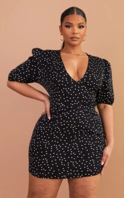 Plus Black Polka Dot Puff Sleeve Tea Dress -Goremje Style fdbc5c75df8eca9bedadbeb8eae07cab5b04d02e cmw2873 4