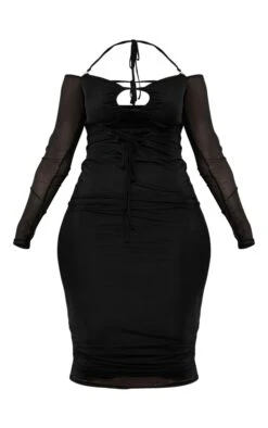 Shape Black Mesh Flared Sleeve Bardot Midaxi Dress -Goremje Style fe16cb14eba39f6b28c4ba112864629093a72071 cnb1143 5