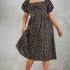 Plus Black Ditsy Floral Puff Short Sleeve Midi Dress -Goremje Style fec1be1fa67e4da175bc59bf68c08a95f0a32e71 cnc9565 1