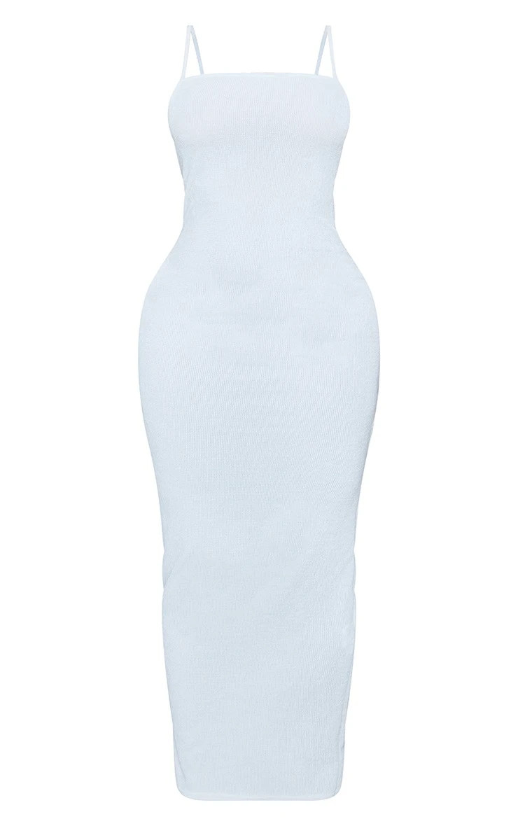 Shape Cream Soft Textured Straight Neck Midaxi Dress 7 Shape Cream Soft Textured Straight Neck Midaxi Dress - Image 5
